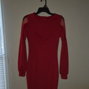 Chic Long Sleeve Red Dress